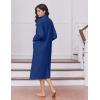 Ekouaer Women’s Zipper Robes Long Sleeve Loungewear Knee Length Housecoat Fleece Bathrobe with Pockets S-XXL(Navy)