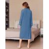 Ekouaer Women’s Zipper Robes Long Sleeve Loungewear Knee Length Housecoat Fleece Bathrobe with Pockets S-XXL(Navy Blue)