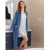 Ekouaer Women’s Zipper Robes Long Sleeve Loungewear Knee Length Housecoat Fleece Bathrobe with Pockets S-XXL(Navy Blue)