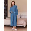 Ekouaer Women’s Zipper Robes Long Sleeve Loungewear Knee Length Housecoat Fleece Bathrobe with Pockets S-XXL(Navy Blue)