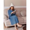 Ekouaer Women’s Zipper Robes Long Sleeve Loungewear Knee Length Housecoat Fleece Bathrobe with Pockets S-XXL(Navy Blue)