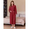 Ekouaer Women’s Zipper Robes Long Sleeve Loungewear Knee Length Housecoat Fleece Bathrobe with Pockets S-XXL(Wine Red)