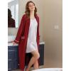 Ekouaer Women’s Zipper Robes Long Sleeve Loungewear Knee Length Housecoat Fleece Bathrobe with Pockets S-XXL(Wine Red)