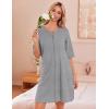 Ekouaer Zip Up Robes for Women Short Waffle Bathrobe Lightweight house coat 3/4 Sleeve Soft Nightgown with Pockets S-3XL(Light Grey)