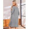 Ekouaer Zip Up Robes for Women Short Waffle Bathrobe Lightweight house coat 3/4 Sleeve Soft Nightgown with Pockets S-3XL(Light Grey)