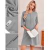 Ekouaer Zip Up Robes for Women Short Waffle Bathrobe Lightweight house coat 3/4 Sleeve Soft Nightgown with Pockets S-3XL(Light Grey)