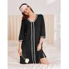 Ekouaer Zipper Robes for Women 3/4 Sleeves Lightweight House Coat Zip Up Bathrobe Soft Nightgown with Pockets S-3XL(Black)