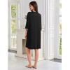 Ekouaer Zipper Robes for Women 3/4 Sleeves Lightweight House Coat Zip Up Bathrobe Soft Nightgown with Pockets S-3XL(Black)