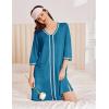 Ekouaer Zipper Robes for Women 3/4 Sleeves Lightweight House Coat Zip Up Bathrobe Soft Nightgown with Pockets S-3XL(Blue Green)