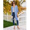 Ekouaer Zipper Robes for Women 3/4 Sleeves Lightweight House Coat Zip Up Bathrobe Soft Nightgown with Pockets S-3XL(Blue Pattern)