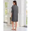 Ekouaer Zipper Robes for Women 3/4 Sleeves Lightweight House Coat Zip Up Bathrobe Soft Nightgown with Pockets S-3XL(Deep Gray)