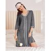 Ekouaer Zipper Robes for Women 3/4 Sleeves Lightweight House Coat Zip Up Bathrobe Soft Nightgown with Pockets S-3XL(Deep Gray)