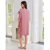 Ekouaer Zipper Robes for Women 3/4 Sleeves Lightweight House Coat Zip Up Bathrobe Soft Nightgown with Pockets S-3XL(Gray Purple)