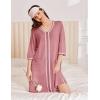Ekouaer Zipper Robes for Women 3/4 Sleeves Lightweight House Coat Zip Up Bathrobe Soft Nightgown with Pockets S-3XL(Gray Purple)