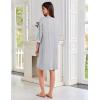 Ekouaer Zipper Robes for Women 3/4 Sleeves Lightweight House Coat Zip Up Bathrobe Soft Nightgown with Pockets S-3XL(Light Gray)