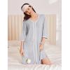 Ekouaer Zipper Robes for Women 3/4 Sleeves Lightweight House Coat Zip Up Bathrobe Soft Nightgown with Pockets S-3XL(Light Gray)