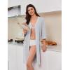 Ekouaer Zipper Robes for Women 3/4 Sleeves Lightweight House Coat Zip Up Bathrobe Soft Nightgown with Pockets S-3XL(Light Gray)