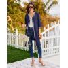 Ekouaer Zipper Robes for Women 3/4 Sleeves Lightweight House Coat Zip Up Bathrobe Soft Nightgown with Pockets S-3XL(Navy Blue)