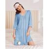 Ekouaer Zipper Robes for Women 3/4 Sleeves Lightweight House Coat Zip Up Bathrobe Soft Nightgown with Pockets S-3XL(Pale Blue)