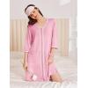 Ekouaer Zipper Robes for Women 3/4 Sleeves Lightweight House Coat Zip Up Bathrobe Soft Nightgown with Pockets S-3XL(Pink)