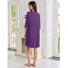 Ekouaer Zipper Robes for Women 3/4 Sleeves Lightweight House Coat Zip Up Bathrobe Soft Nightgown with Pockets S-3XL(Purple)