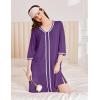 Ekouaer Zipper Robes for Women 3/4 Sleeves Lightweight House Coat Zip Up Bathrobe Soft Nightgown with Pockets S-3XL(Purple)