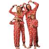Ekouaer Christmas Onesie Matching Family Elk Antler Hooded Zipper One Piece Long Sleeve Pajamas with Pockets Snowman Red Women M
