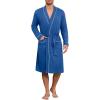 Ekouaer Mens Robes Lightweight Knit Bathrobe Long Sleeve Kimono Robe V Neck Spa Knee Length Sleepwear with Pockets S-XXL(Royal Blue)