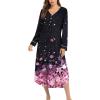 Ekouaer Nightgowns for Women Long Sleeve Nightgown Long Sleepwear Button Down Sleep Shirt Soft Night Gown S-4XL(Black Cherry Blossoms)