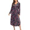 Ekouaer Nightgowns for Women Long Sleeve Nightgown Long Sleepwear Button Down Sleep Shirt Soft Night Gown S-4XL(Christmas)
