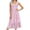 Ekouaer Nightgowns for Women Long Sleeveless Night Gown Victorian Nightdress Button Sleepshirt Soft Sleepwear S-XXXL(Floral Pink)