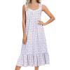 Ekouaer Nightgowns for Women Long Sleeveless Night Gown Victorian Nightdress Button Sleepshirt Soft Sleepwear S-XXXL(Purple Floral)