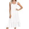 Ekouaer Nightgowns for Women Long Sleeveless Night Gown Victorian Nightdress Button Sleepshirt Soft Sleepwear S-XXXL(White)
