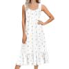 Ekouaer Nightgowns for Women Long Sleeveless Night Gown Victorian Nightdress Button Sleepshirt Soft Sleepwear S-XXXL(White Floral)