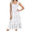 Ekouaer Nightgowns for Women Long Sleeveless Night Gown Victorian Nightdress Button Sleepshirt Soft Sleepwear S-XXXL(White Purple Floral)