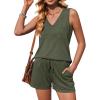 Ekouaer Pajamas for Women Set Cute Pjs Soft Sleepwear Summer Sleeveless Tops and Shorts Travel Lounge Sets with Pockets(Army Green)