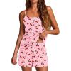 Ekouaer Pajamas for Women Set Lingerie Pjs 2 Piece Cami Sleepwear Ribbed Knit Shorts Set(01 Pink Cherry)
