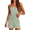 Ekouaer Pajamas for Women Set Lingerie Pjs 2 Piece Cami Sleepwear Ribbed Knit Shorts Set(Light Green)