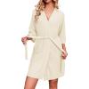 Ekouaer Robes for Women Waffle Knit Bathrobe Soft Lightweight Knee Length Loungewear S-XXL(Apricot)