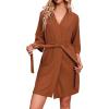 Ekouaer Robes for Women Waffle Knit Bathrobe Soft Lightweight Knee Length Loungewear S-XXL(Caramel Colour)