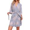 Ekouaer Robes for Women Waffle Knit Bathrobe Soft Lightweight Knee Length Loungewear S-XXL(Floral Purple)