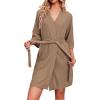 Ekouaer Robes for Women Waffle Knit Bathrobe Soft Lightweight Knee Length Loungewear S-XXL(Khaki)