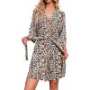 Ekouaer Robes for Women Waffle Knit Bathrobe Soft Lightweight Knee Length Loungewear S-XXL(Leopard)
