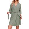 Ekouaer Robes for Women Waffle Knit Bathrobe Soft Lightweight Knee Length Loungewear S-XXL(Light Green)