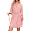 Ekouaer Robes for Women Waffle Knit Bathrobe Soft Lightweight Knee Length Loungewear S-XXL(Light Pink)