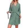 Ekouaer Robes for Women Waffle Knit Bathrobe Soft Lightweight Knee Length Loungewear S-XXL(Mint Green)