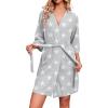 Ekouaer Robes for Women Waffle Knit Bathrobe Soft Lightweight Knee Length Loungewear S-XXL(Star Gray)