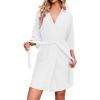 Ekouaer Robes for Women Waffle Knit Bathrobe Soft Lightweight Knee Length Loungewear S-XXL(White)