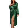Ekouaer Satin Robes for Women Long Sleeve Silk Bathrobe Soft Lightweight Full Length Sleepwear Bridesmaid Wedding Party Robes(Green)