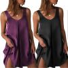 Ekouaer Women’s 2 Pack Satin Silk Nightgown Sleeveless Sleep Dress V Neck Nightshirt Soft Tank Pleated Nightdress(Purple/Black)